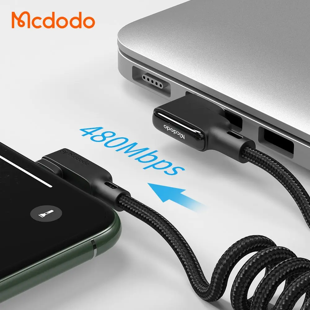 MCDODO CA-7300 USB-A to Lightning Spiralli Data-Şarj Kablosu 1.8 m