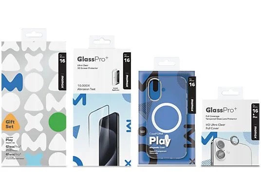 MOMAX iPhone 16 Protection Bundle Set (MXAP24ST + PZAP24F1SD + PZAP24CS1D)