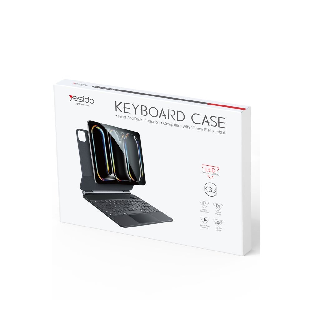YESIDO KB31 iPad Pro 13 (2024) Tecno Klavyeli Tablet Kılıfı - Siyah