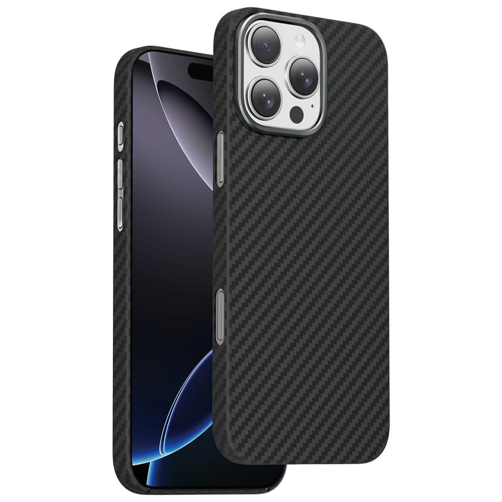 KEEPHONE iPhone 16 Pro Magsafe Şarj Özellikli 0,5 mm Süper İnce Aramid Karbon Fiber Kevlar Kılıf