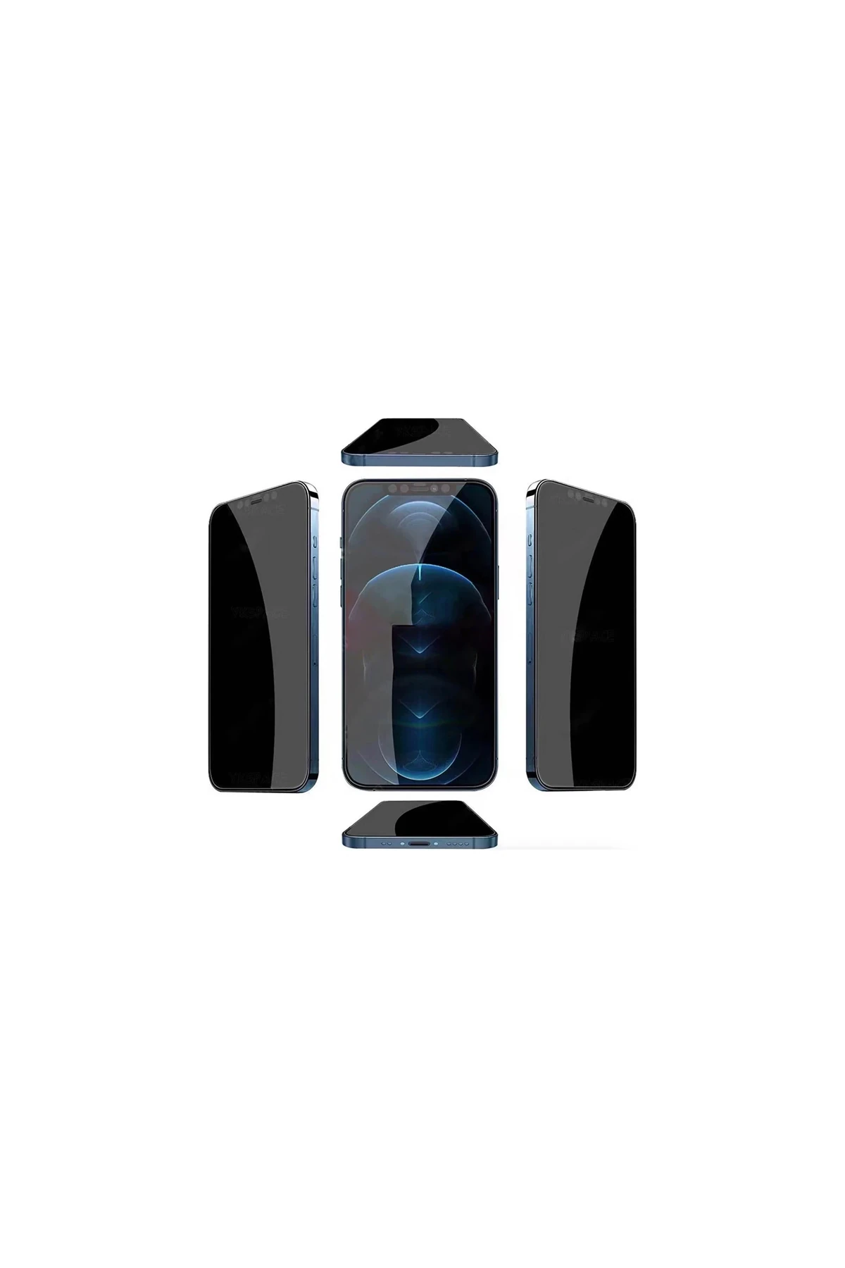 URR iPhone 16 Plus 4 Way Anti Spy 360 Privacy Cam Ekran Koruyucu - Siyah