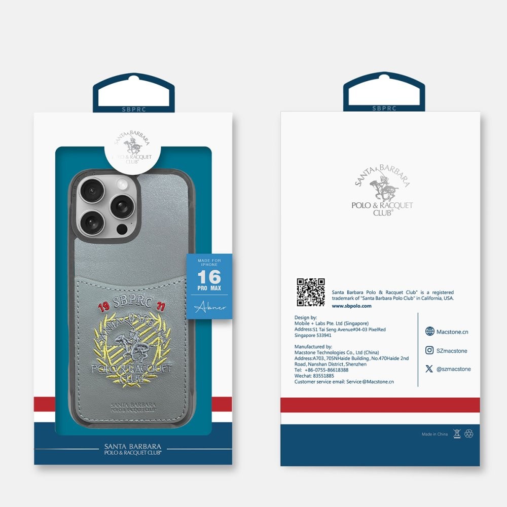 SBPRC iPhone 16 Pro Max Abner İçi Süet Nakış Desenli Kartvizitli Kılıf