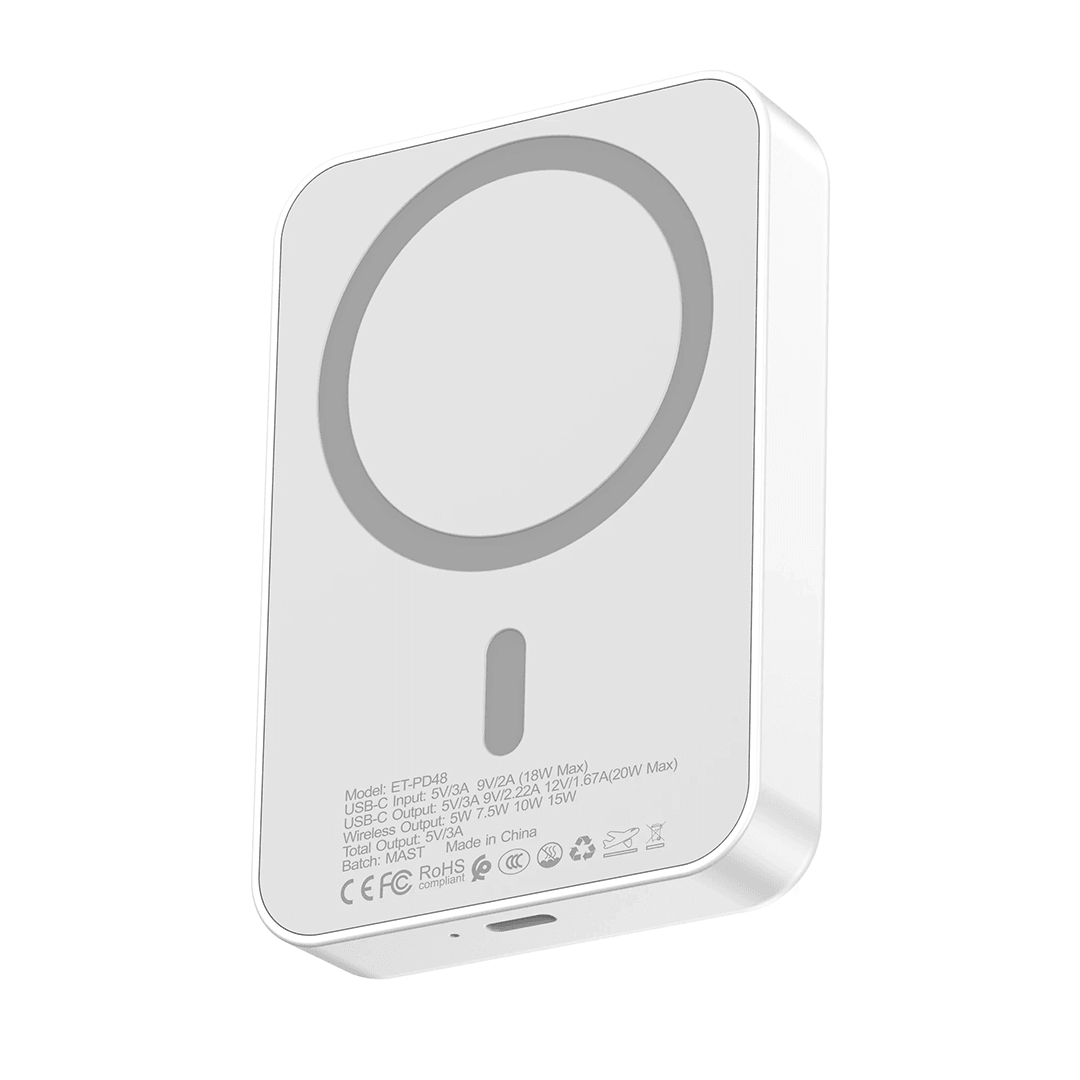 EARLDOM PD48 10.000 mAh 15W Kablosuz Şarj ve 20W Type-C Çıkışlı PD Hızlı Şarj Powerbank - Beyaz