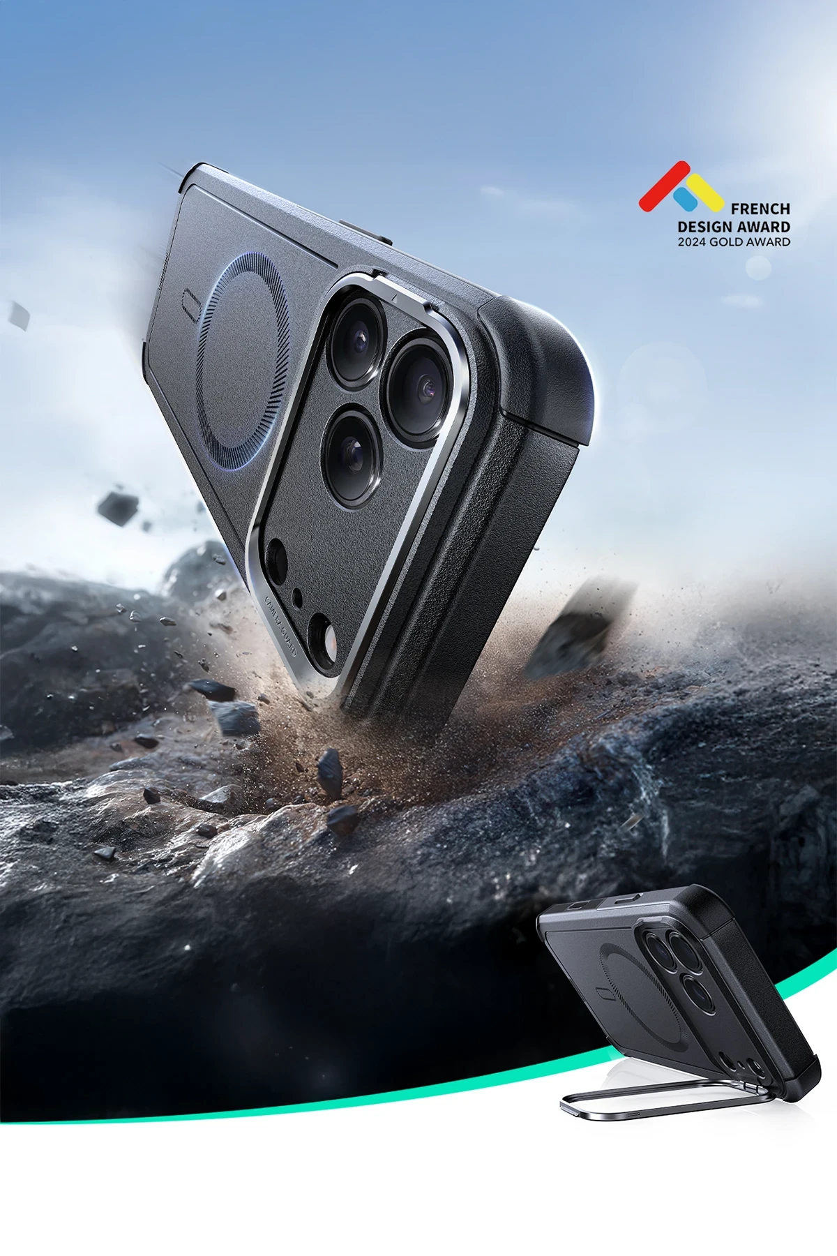 ESR iPhone 17 Pro Max Cyber Tough Magsafe Stantlı Kılıf - Siyah