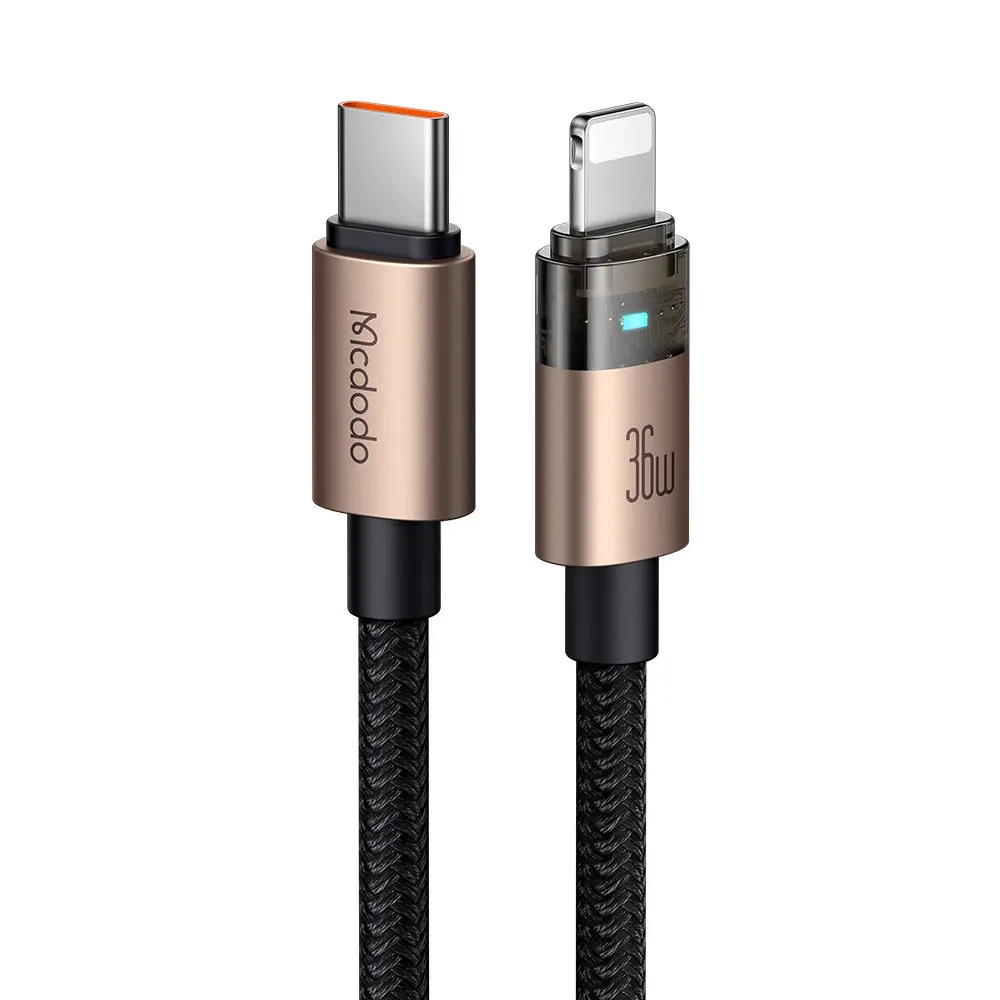 MCDODO CA-6941 Type-C to Lightning 36W 1.2 m Şeffaf Kablo Şarj Işıklı