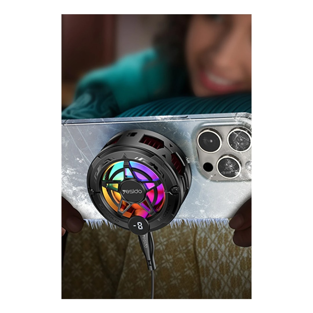 YESIDO C226 Dijital Sıcaklık Göstergeli RGB Işıklı Radyatör Telefon Soğutucu Fan