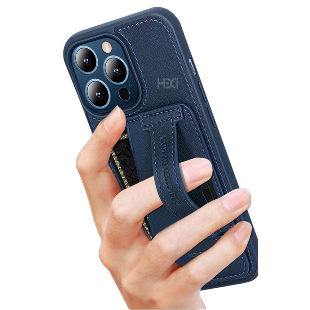 HDD iPhone 15 Pro Max HD Deri Kartvizitli Kılıf - Lacivert