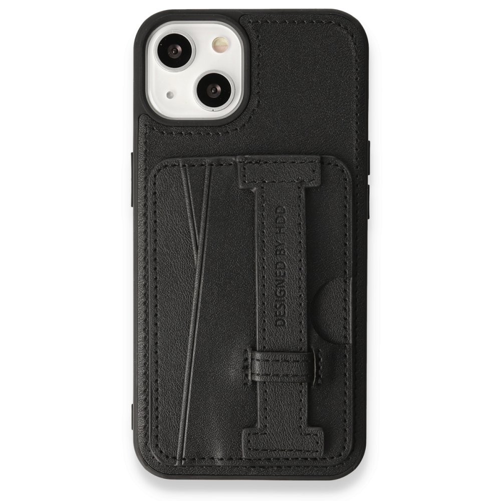 HDD iPhone 15 HD Deri Kartvizitli Kılıf - Siyah