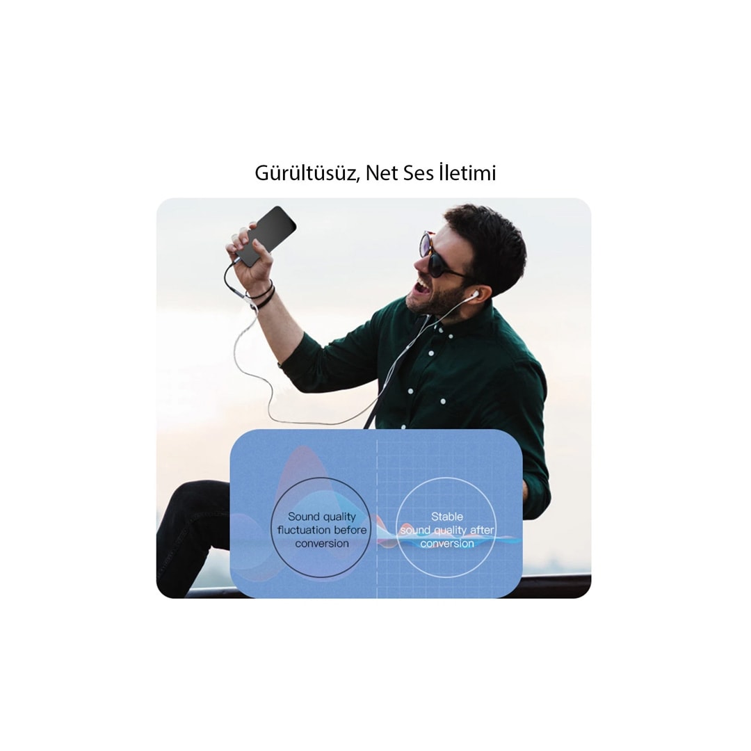 YESIDO YAU38 Type-C to Aux Dönüştürücü - Siyah