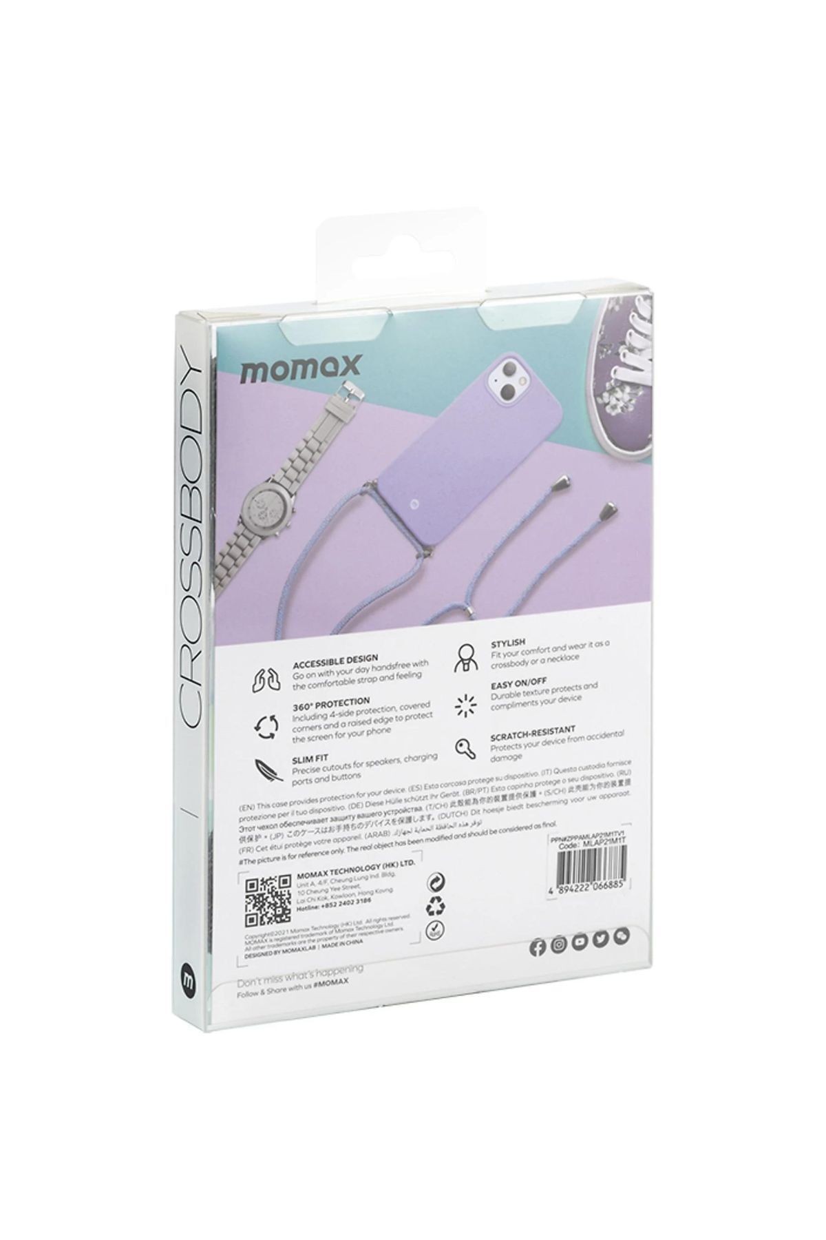 MOMAX Cross Body Strap Kılıf Şeffaf iPhone 13 Pro