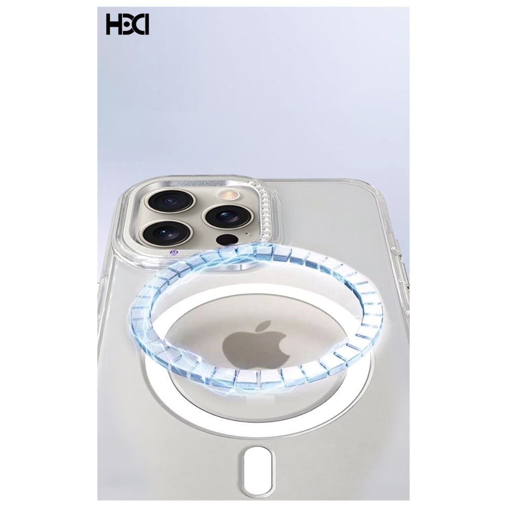 HDD iPhone 16 Pro Max HBC-273 PC 2.0 Diamond Şeffaf Magsafe Kılıf - Şeffaf