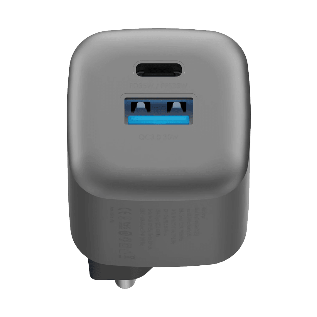 ENERGEA AmpCharge GaN35 35W Type-C ve 30W USB 3.0 Çıkışlı Hızlı Şarj Aleti - Koyu Gri