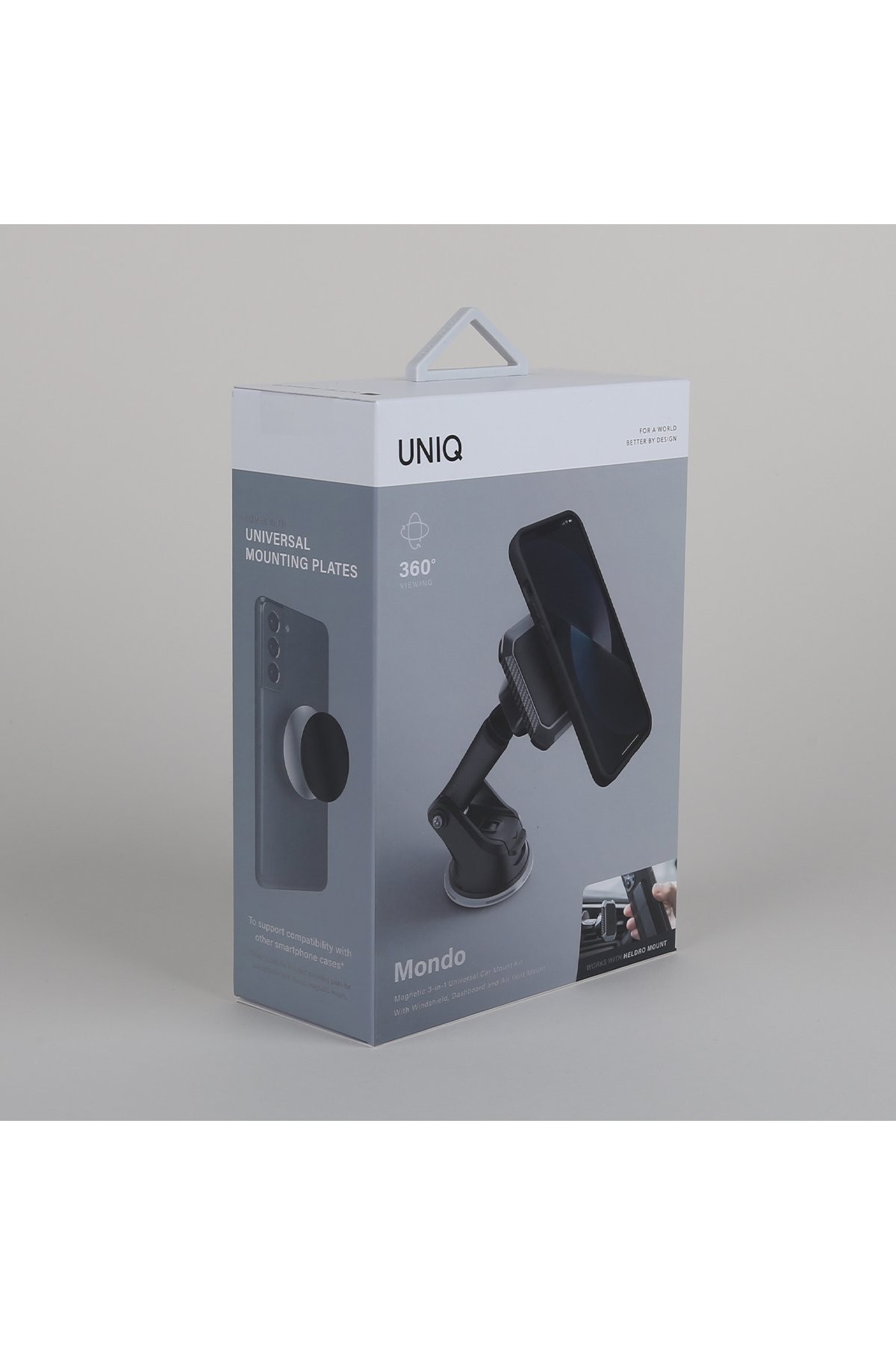 UNIQ Mondo Manyetik 360° Dönen Hava Menfezli Yapışkanlı Araç Tutucu - Siyah