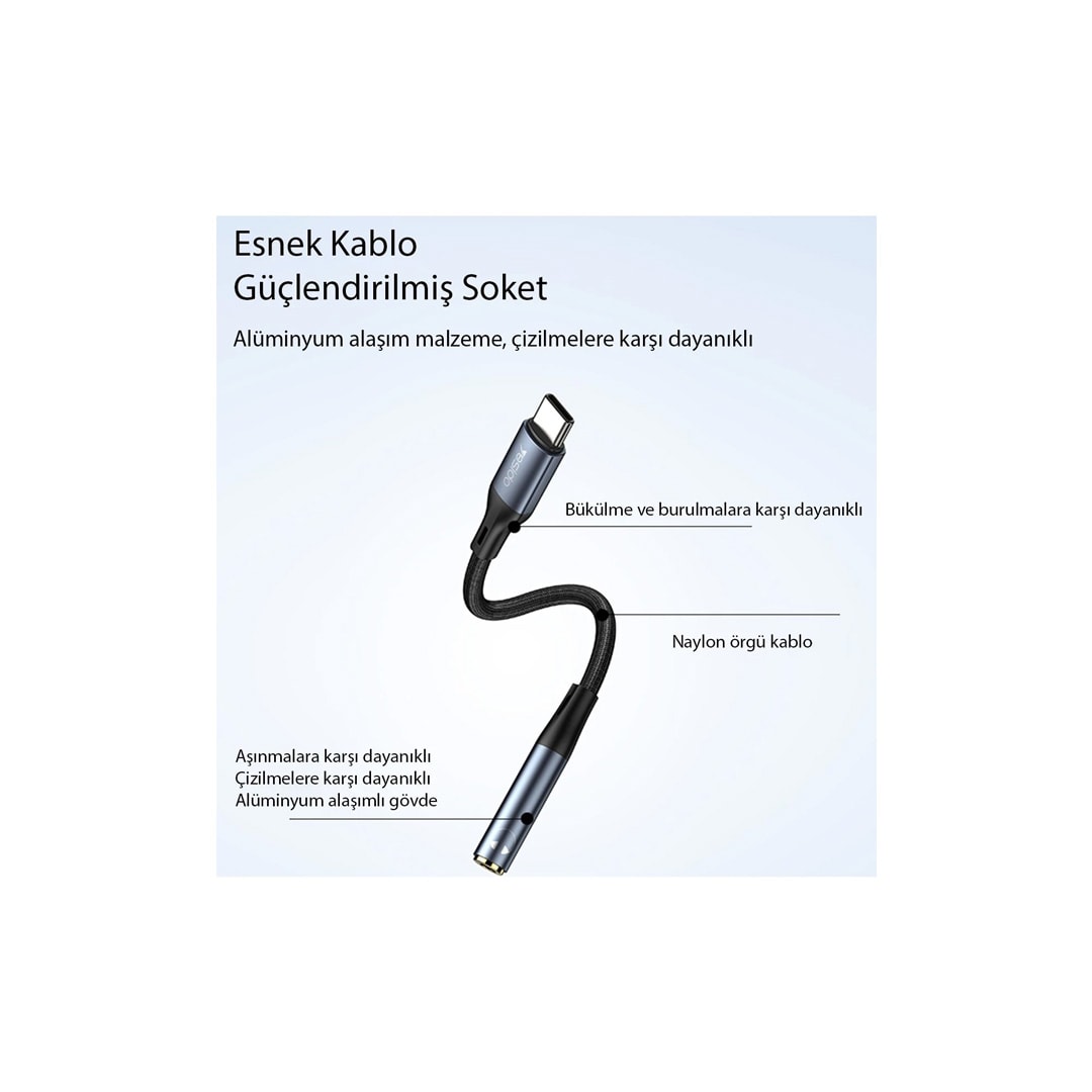 YESIDO YAU38 Type-C to Aux Dönüştürücü - Siyah