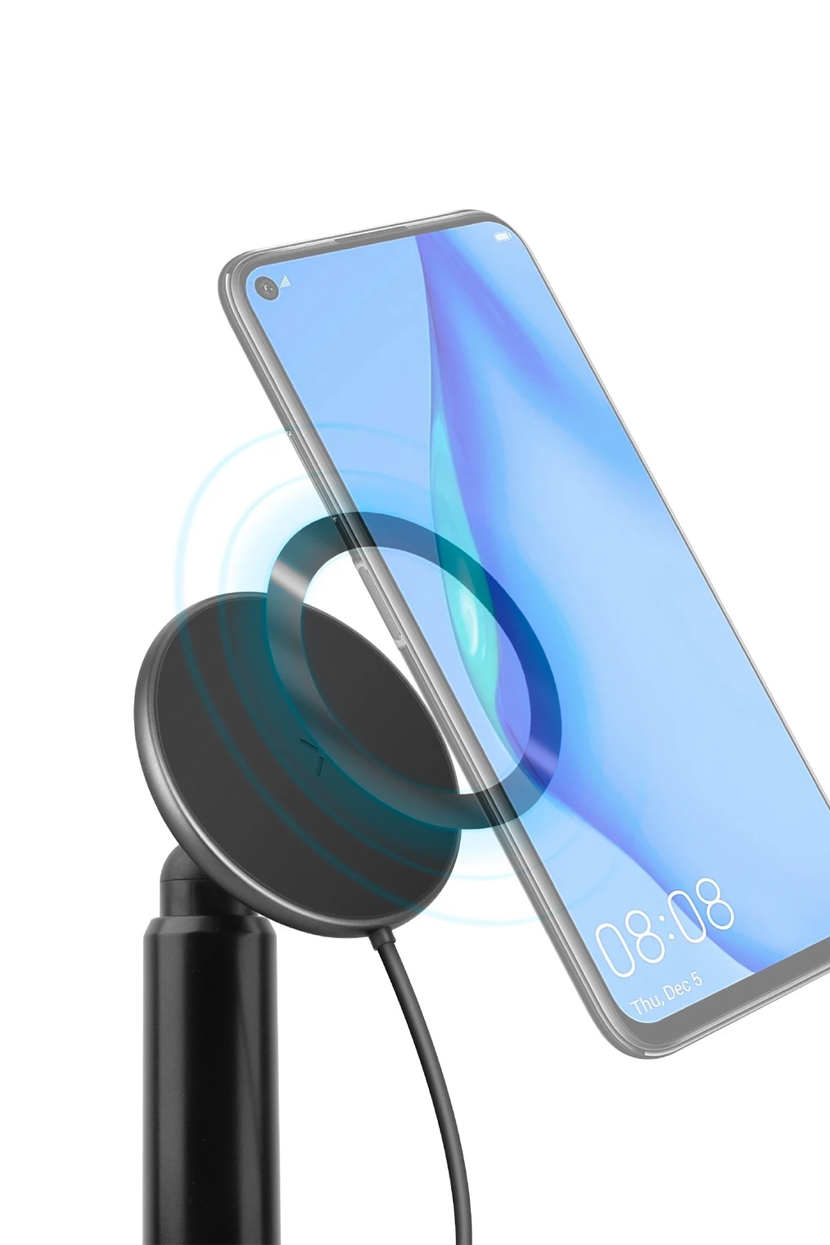 ENERGEA MagDrive 2in1 Izgara Klipsli ve Bardaklık Bölgesine Takma Aparatlı 15W Kablosuz Şarjlı Manyetik Magsafe Araç Tutucu - Siyah