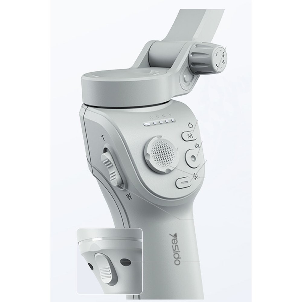 YESIDO SF18 360 Derece Otomatik Yüz Takipli Tripodlu BT 5.0 Selfie Gimbal - Gri