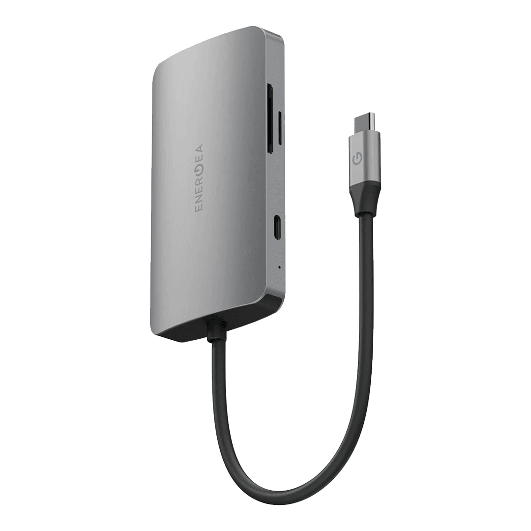 ENERGEA AluHub HD Pro 2 100W Type-C PD Şarj Destekli 8in1 4K Hub Dönüştürücü - Koyu Gri
