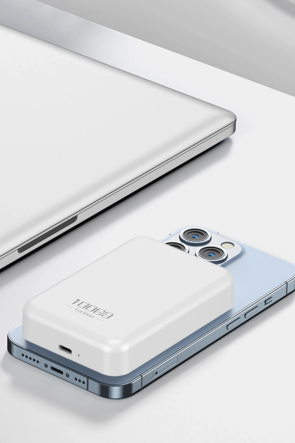 EARLDOM PD48 10.000 mAh 15W Kablosuz Şarj ve 20W Type-C Çıkışlı PD Hızlı Şarj Powerbank - Beyaz