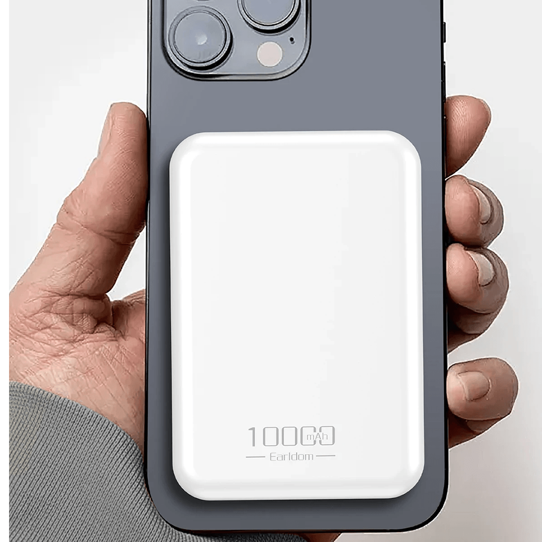 EARLDOM PD48 10.000 mAh 15W Kablosuz Şarj ve 20W Type-C Çıkışlı PD Hızlı Şarj Powerbank - Beyaz