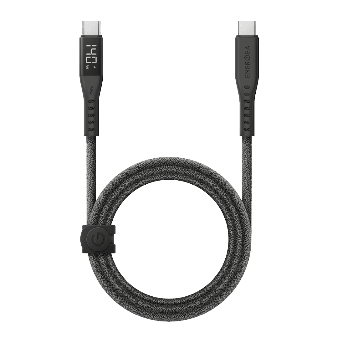 ENERGEA Flow 1.5M 240W Dijital Göstergeli Type-C to Type-C PD Hızlı Şarj Kablo - Siyah