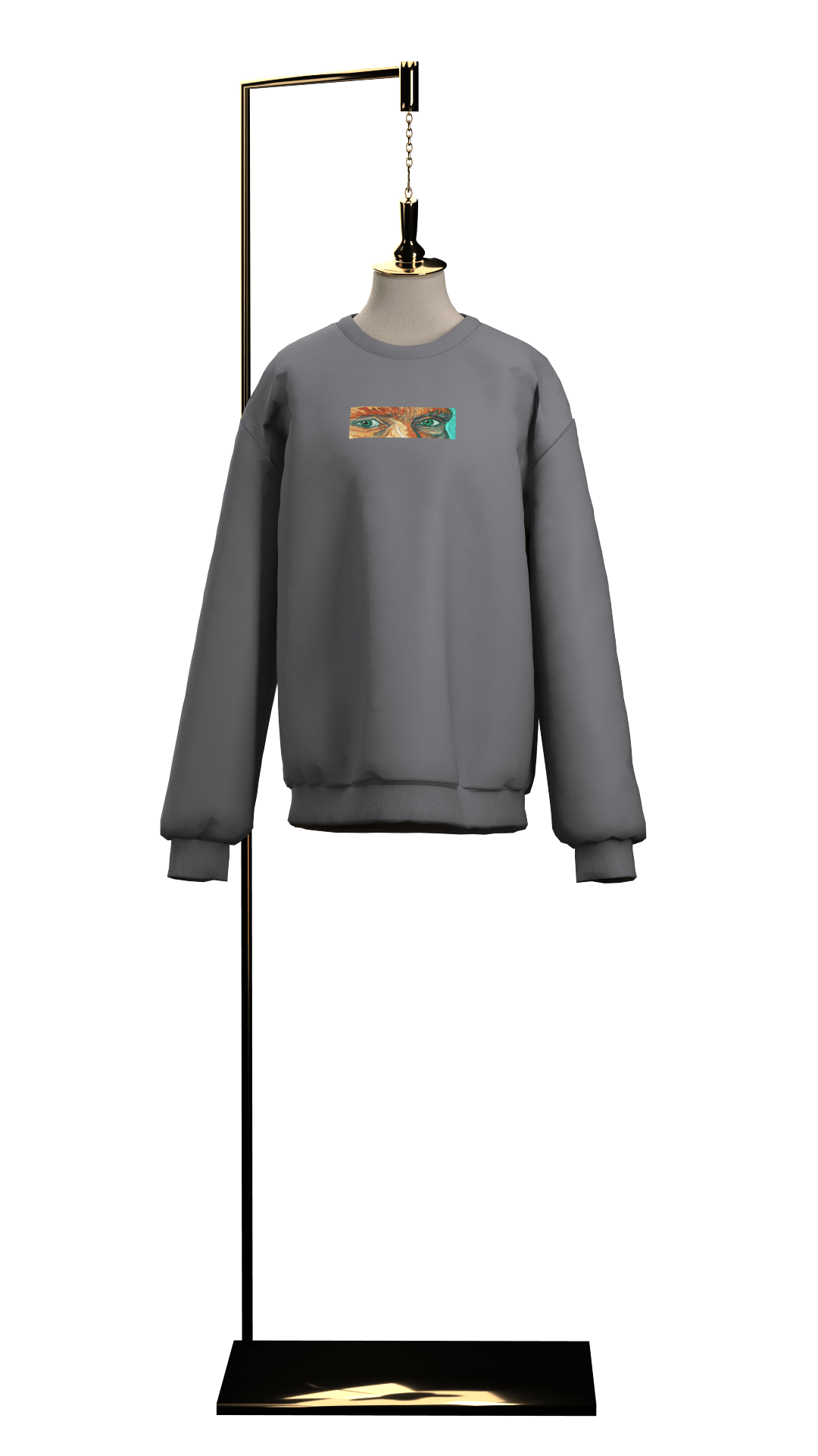 Gri Minimal Baskı Oversıze Unısex Sweatshirt