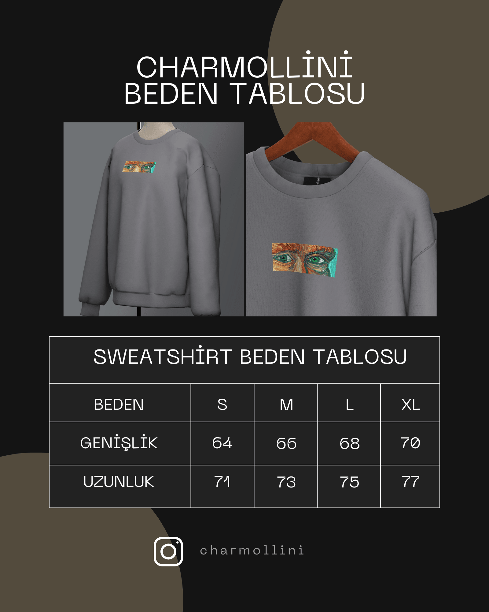 Gri Minimal Baskı Oversıze Unısex Sweatshirt