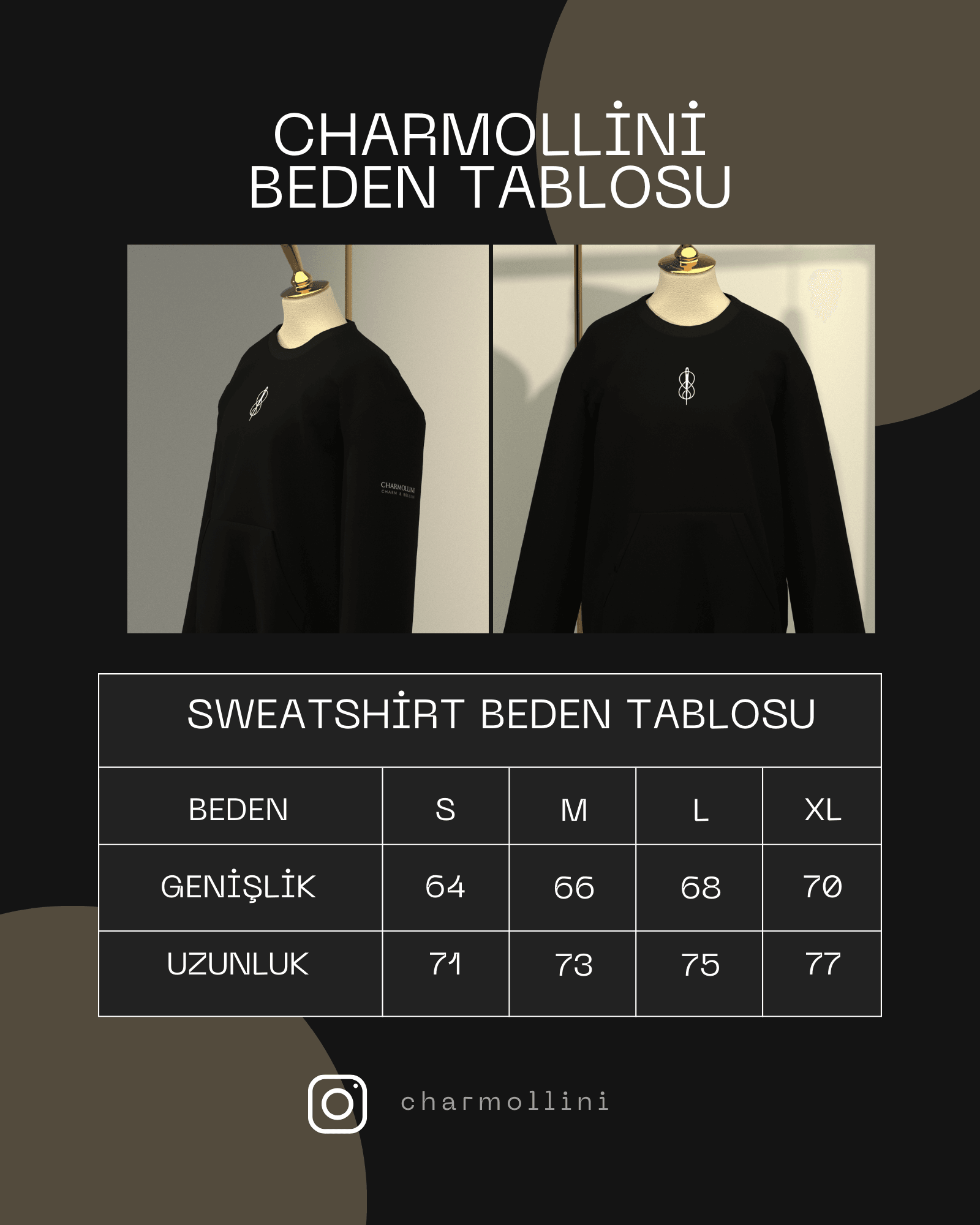 Charmollini Oversıze Minimal Baskı Kol Detaylı Sweatshirt