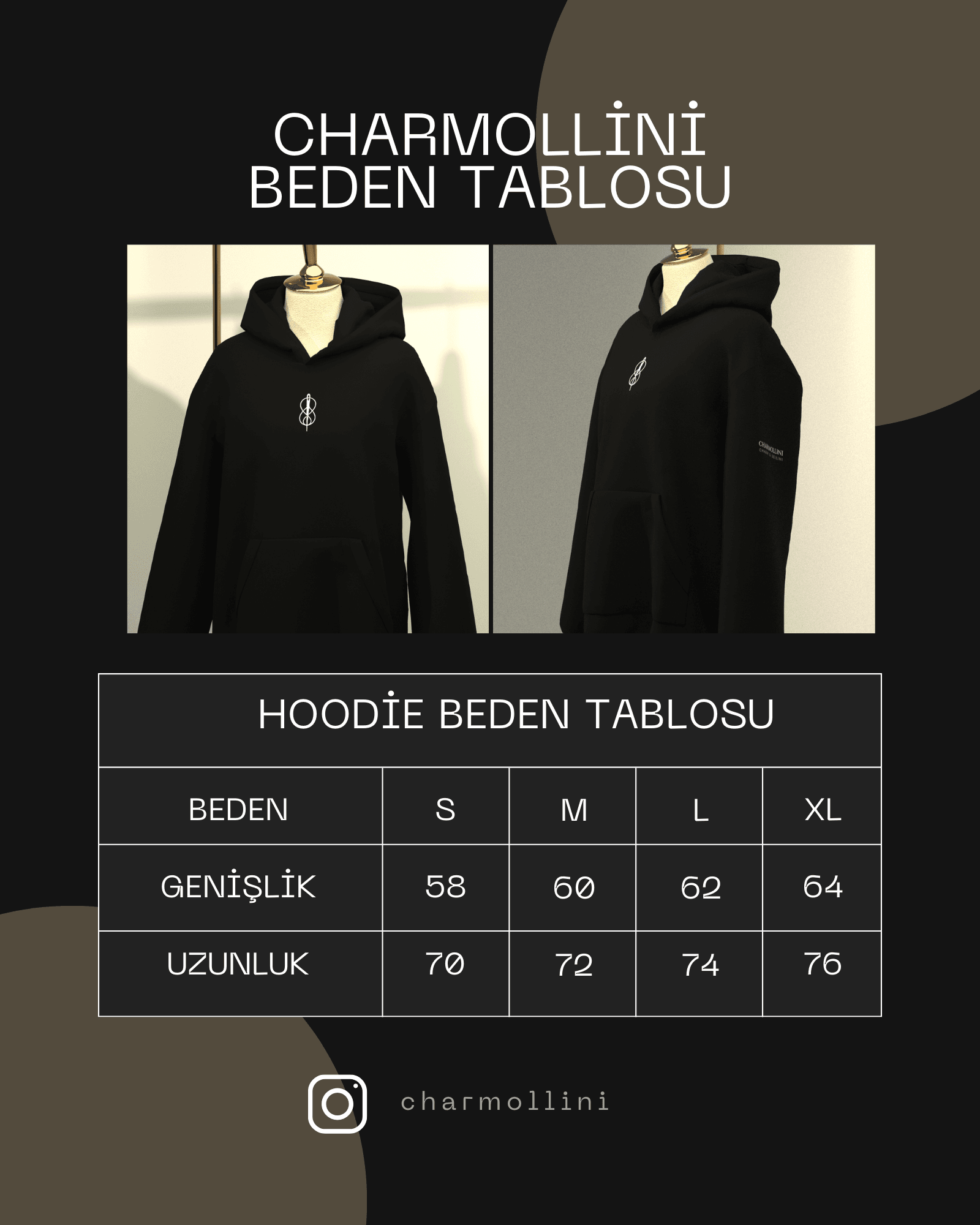 Charmollini Oversıze Logo Baskı Kol Detaylı Hoodie