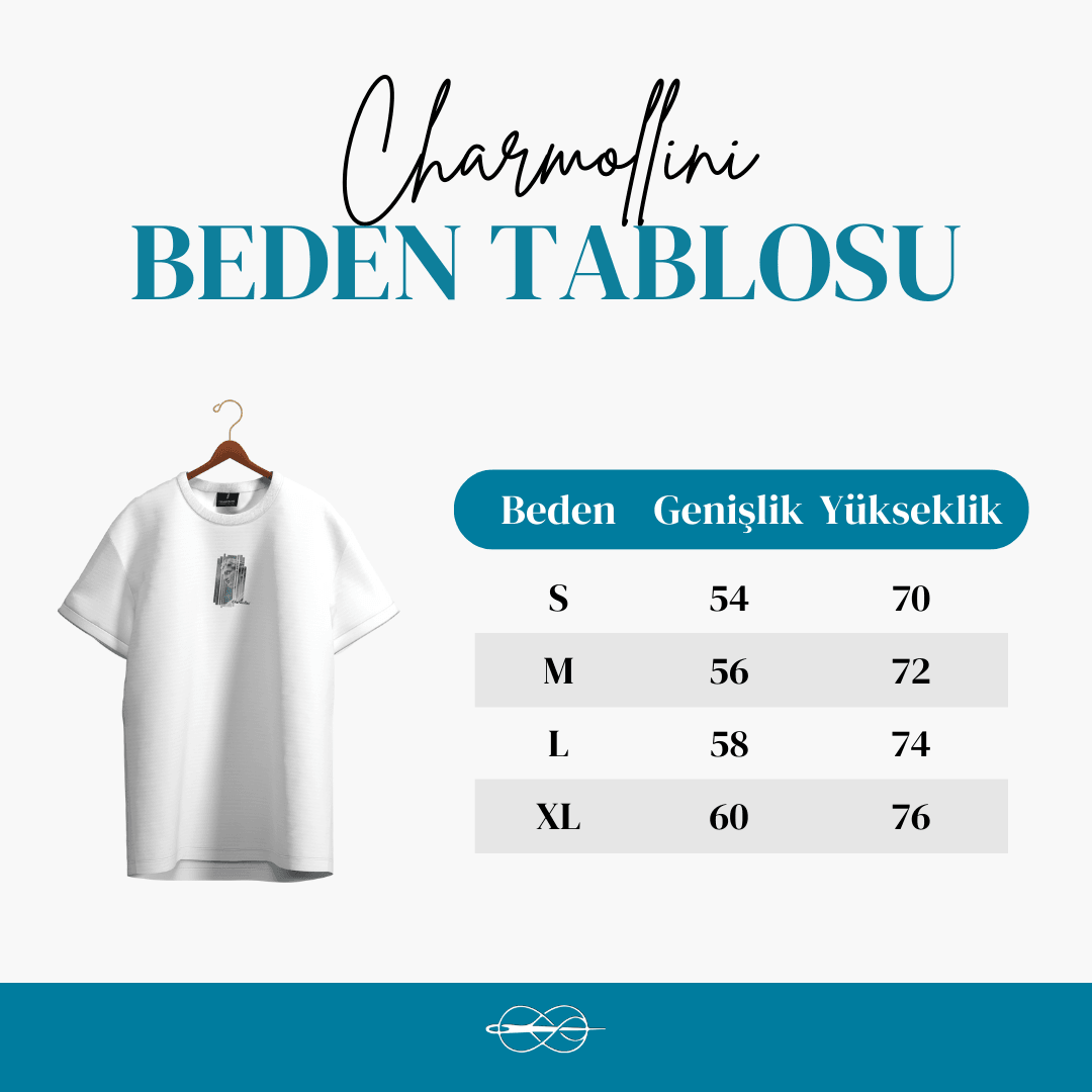 Charmollini Beyaz Minimal Unısex Oversize Tişört 