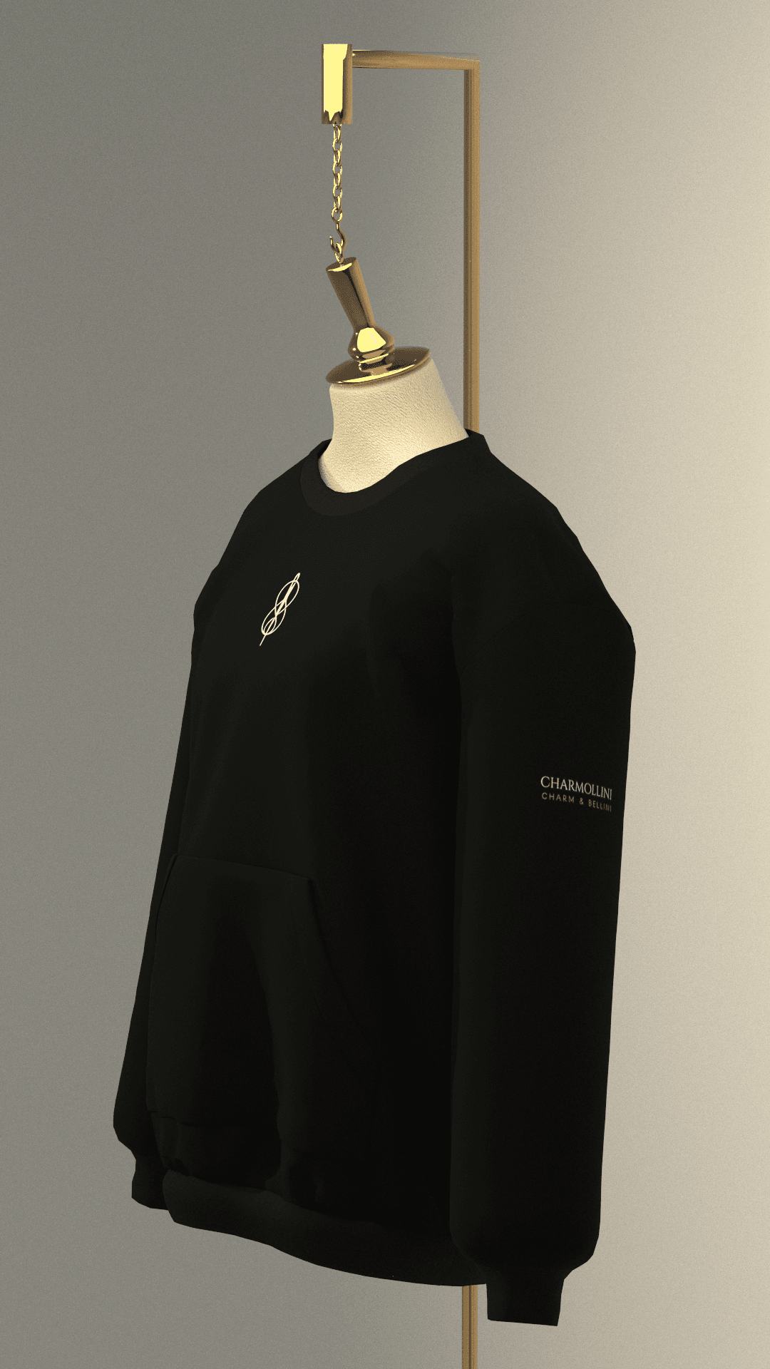 Charmollini Oversıze Minimal Baskı Kol Detaylı Sweatshirt main variant image