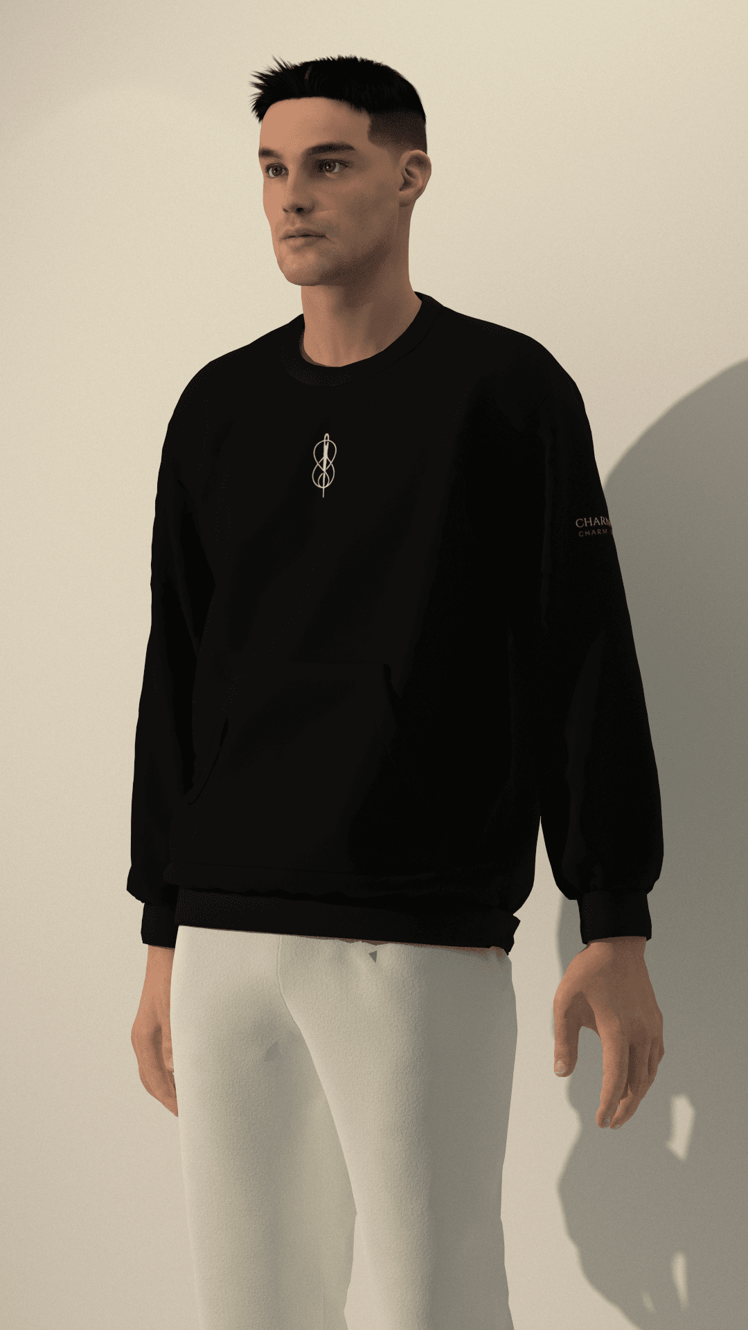 Charmollini Oversıze Minimal Baskı Kol Detaylı Sweatshirt