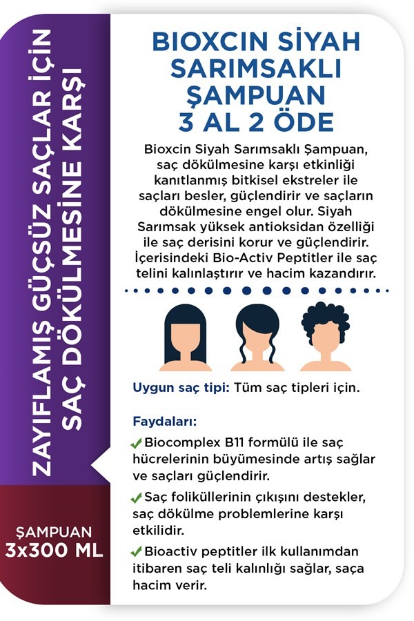 Bioxcin Siyah Sarımsaklı Şampuan 3 Al 2 Öde