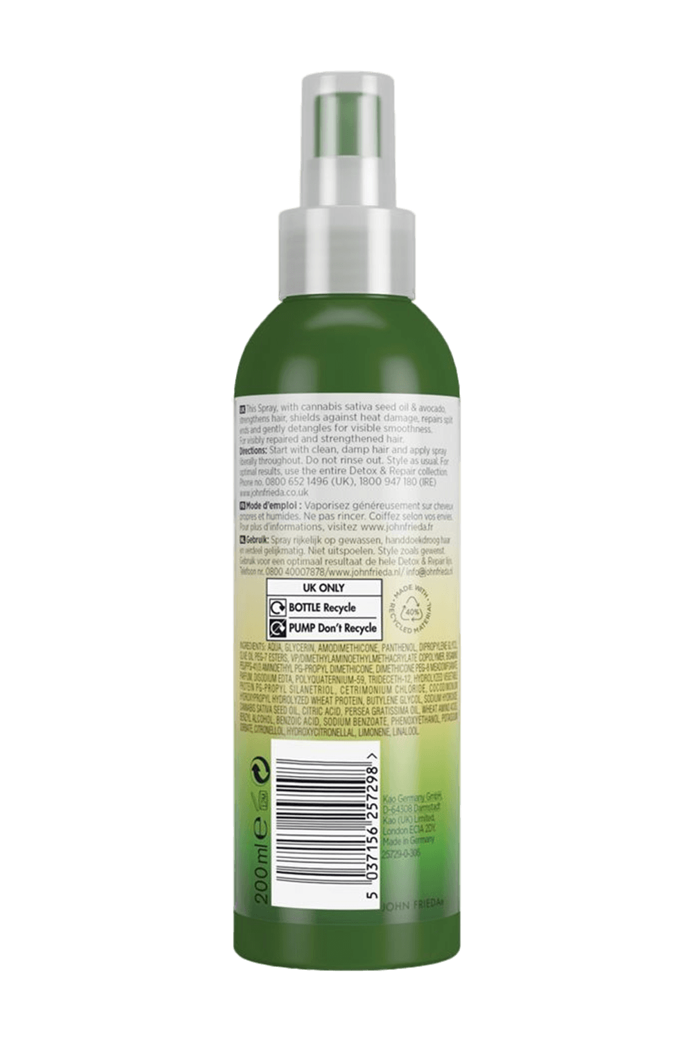 John Frieda Detoks Etkili Güçlendirici ve Koruyucu Saç Spreyi 200 ml