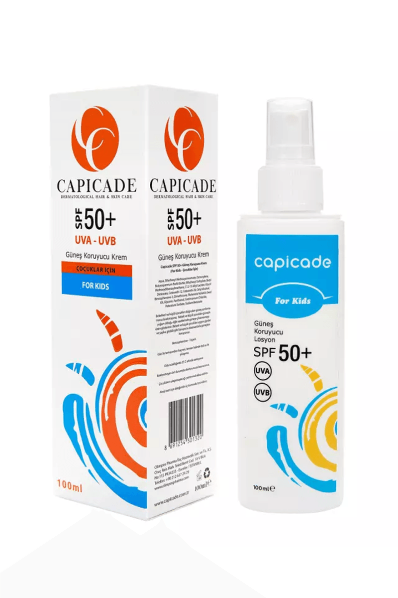 Capicade SPF50+ Çocuklar İçin Güneş Koruyucu Losyun 100ml