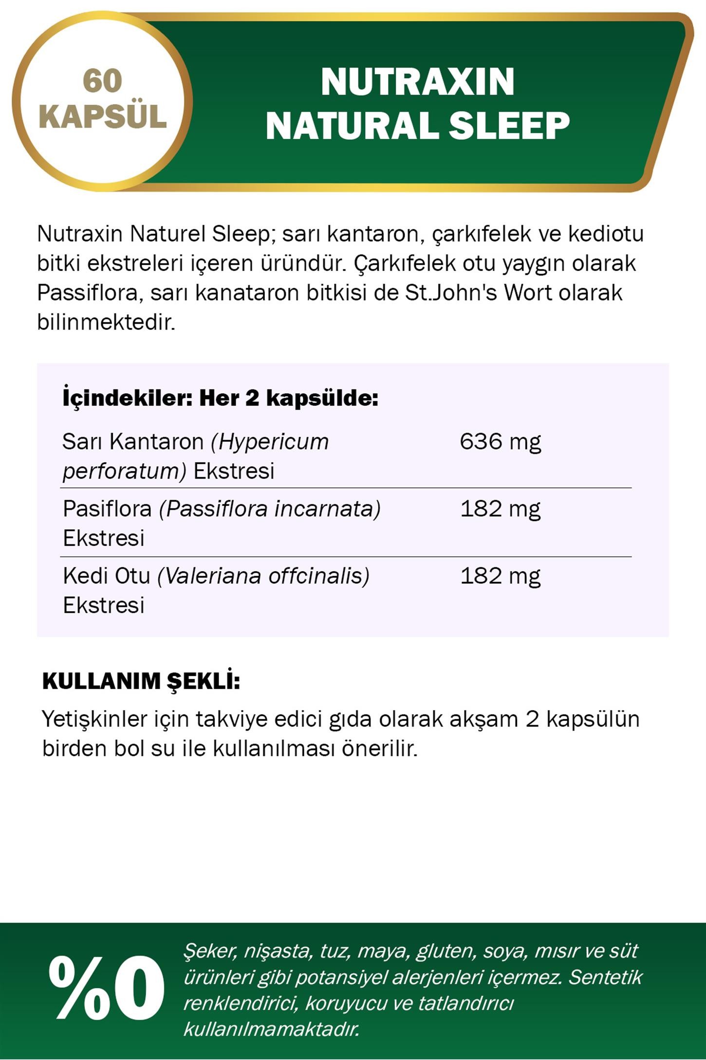 Nutraxin Natural Sleep 60 Kapsül