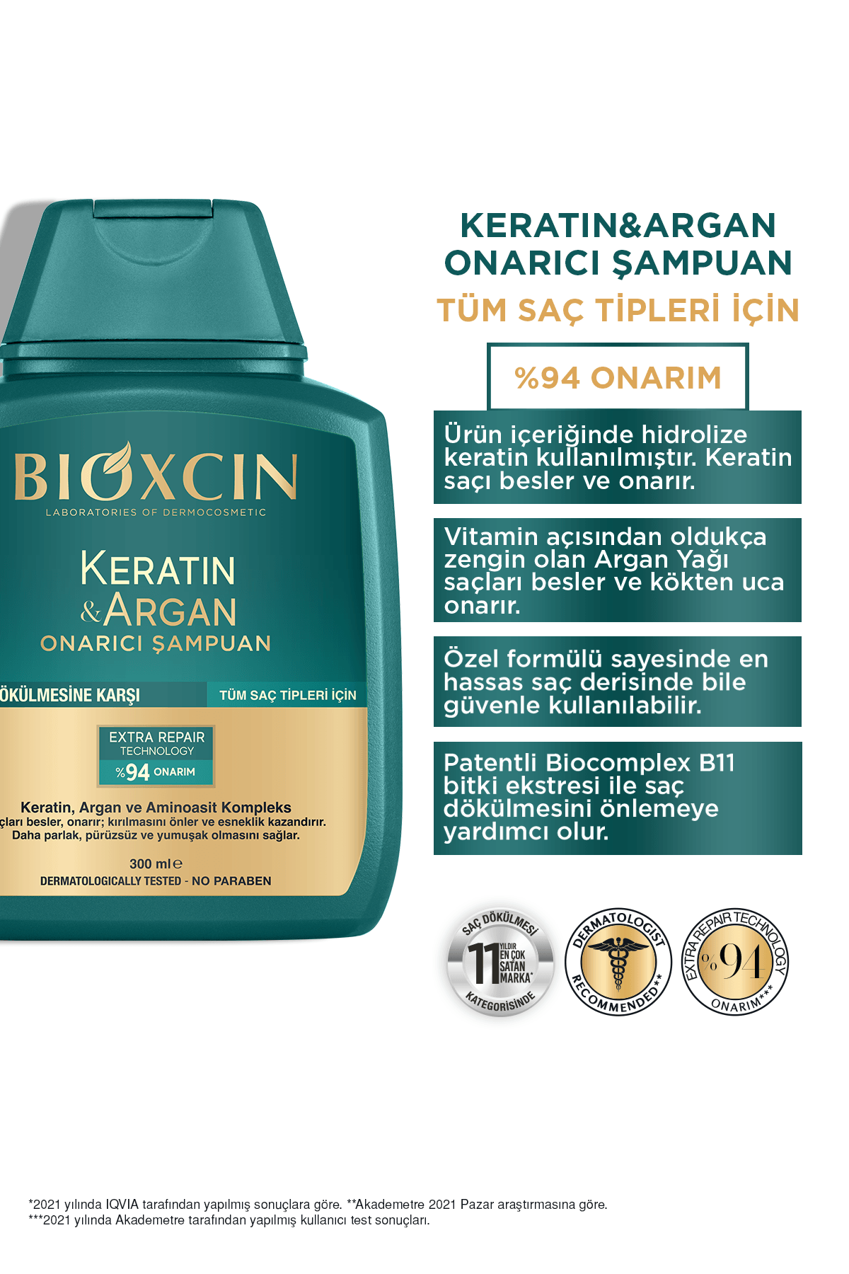 Bioxcin Keratin Argan Onarıcı Şampuan 300 ml