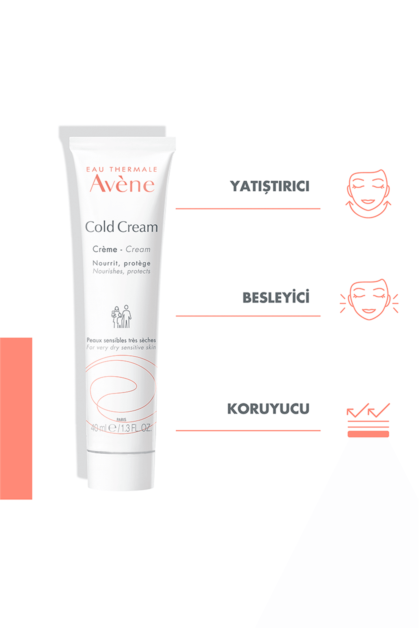 Avene Cold Cream Kuru-Çok Kuru Ciltler İçin Nemlendirici krem 40 ml