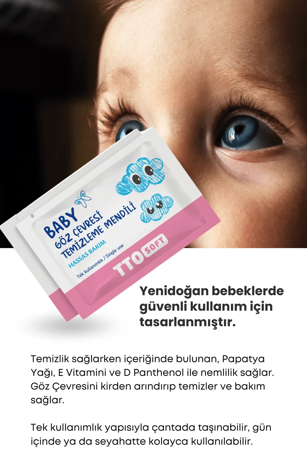 TTO Soft Baby Göz Çevresi Temizleme Mendili 12 Adet