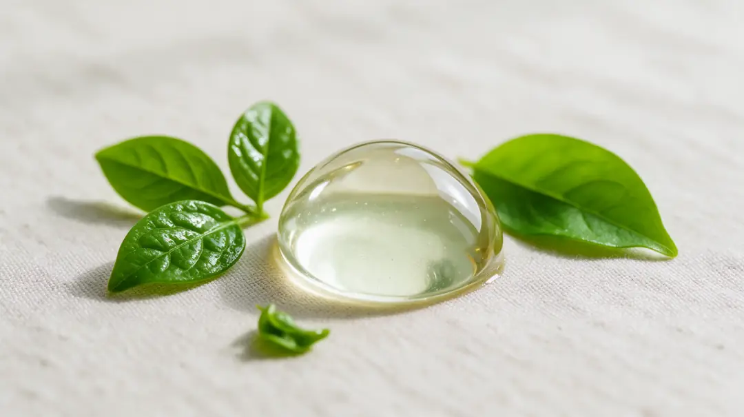 Yan yana iki doğal köken serum şişesi — propolis ve çay ağacı yağı karşılaştırması