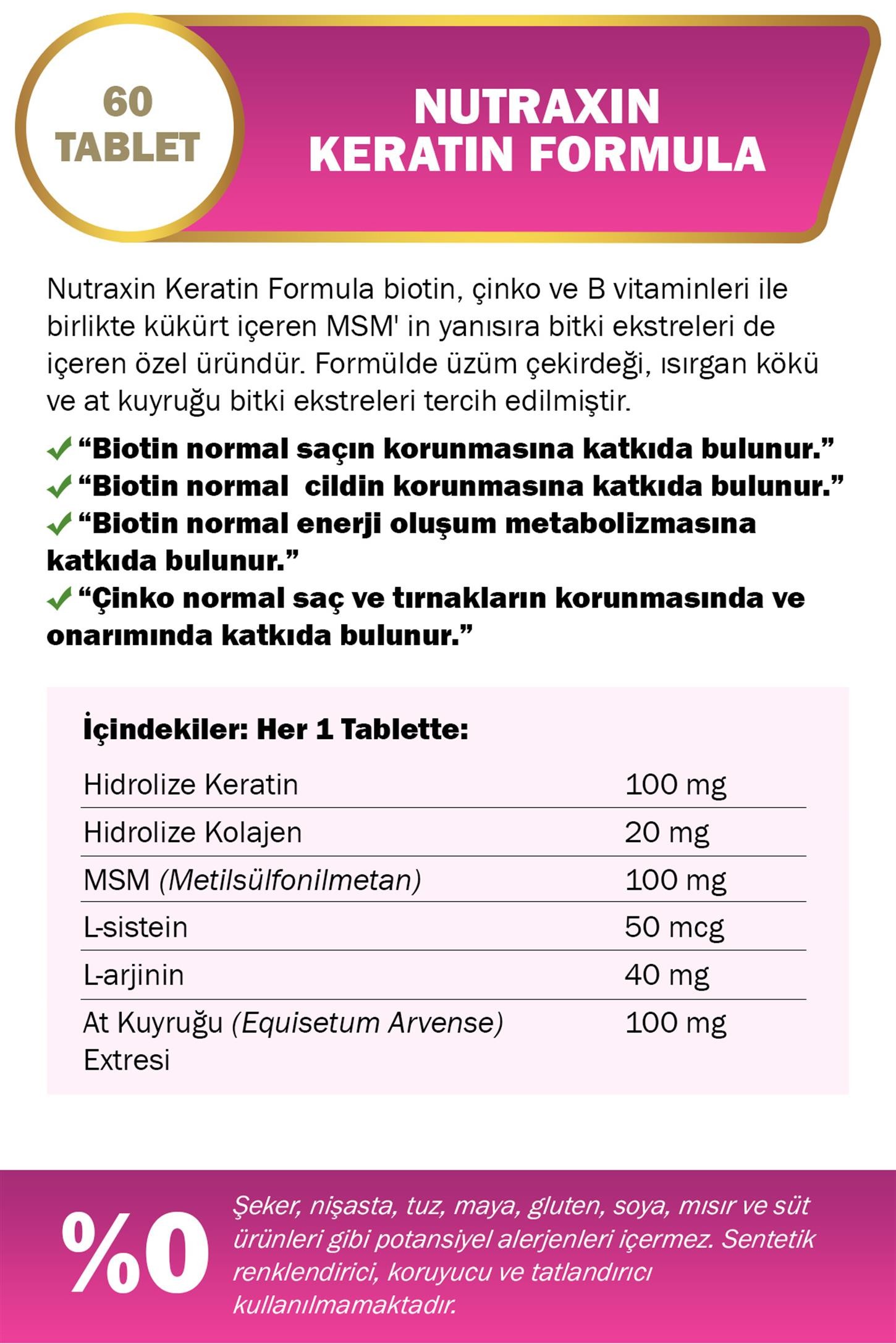 Nutraxin Keratin Formula 60 Tablet