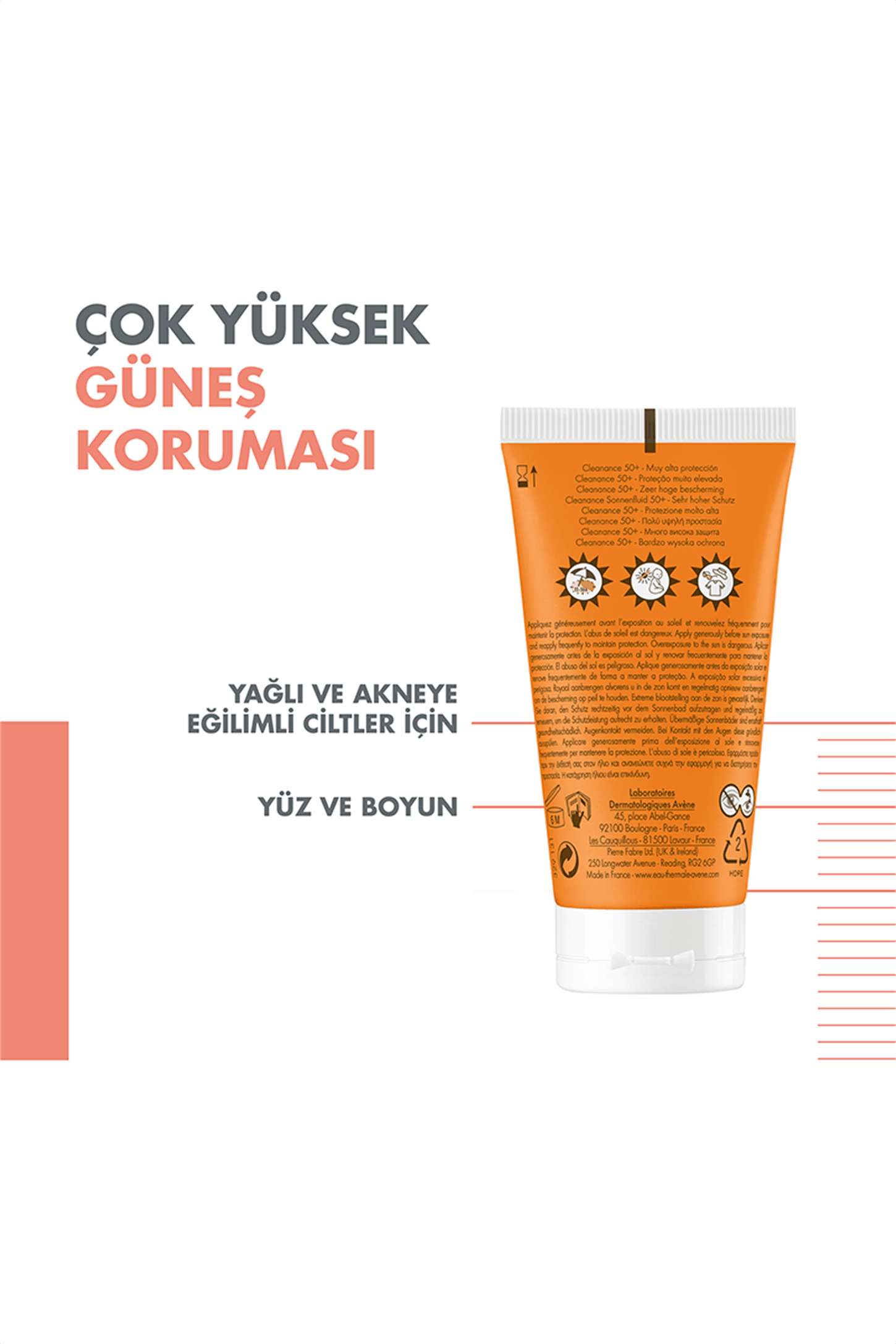 Avene Solaire Cleanance SPF 50+ Yağlı Ciltler için Güneş Koruyucu 50 ml