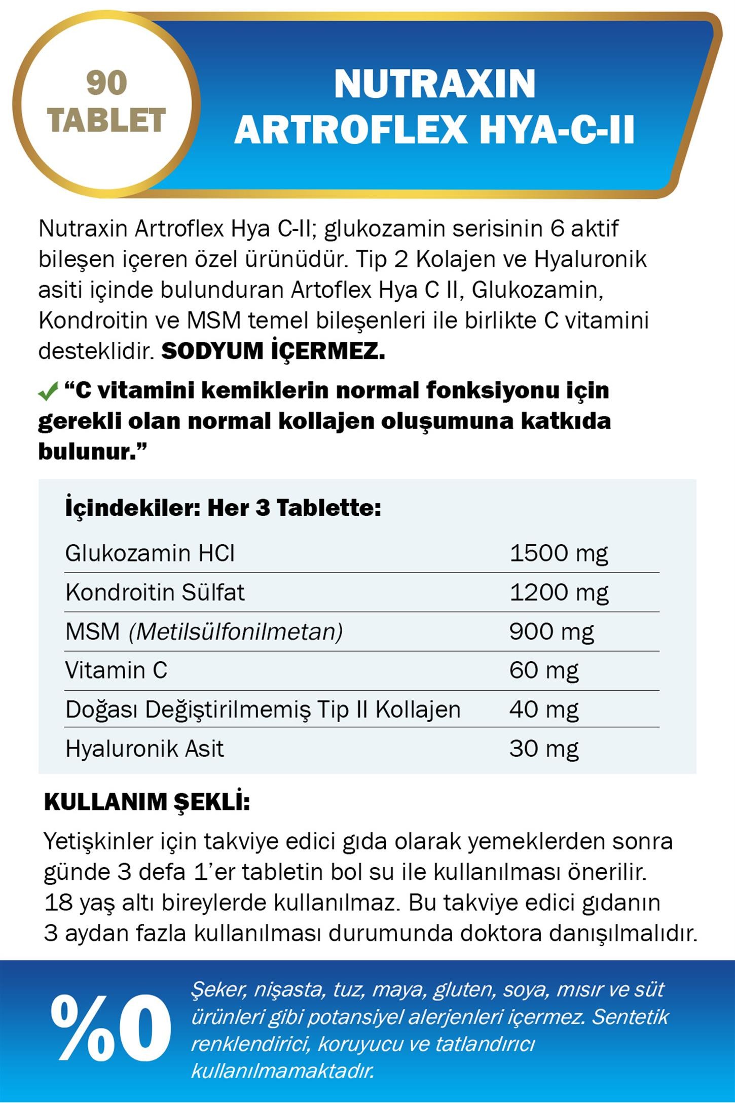 Nutraxin Artroflex HYA-C-II 90 Tablet