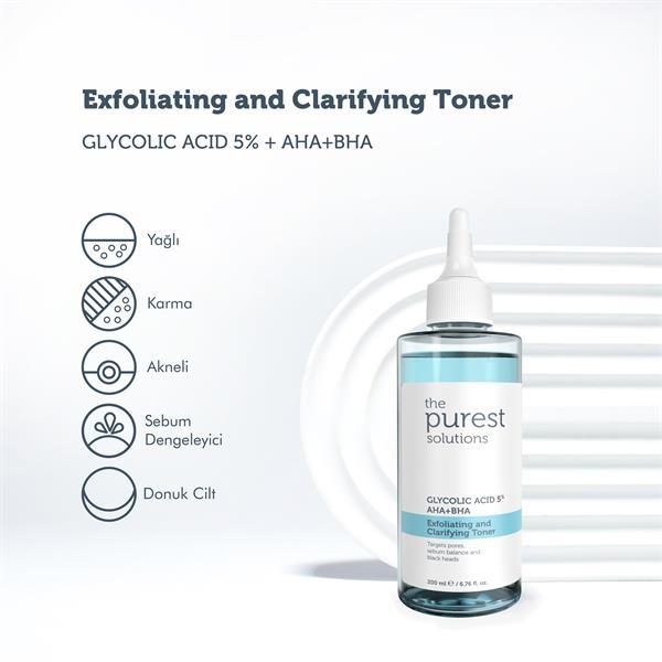 The Purest Solutions Exfoliating and Clarifying Toner Glycolic Acid %5 AHA+BHA