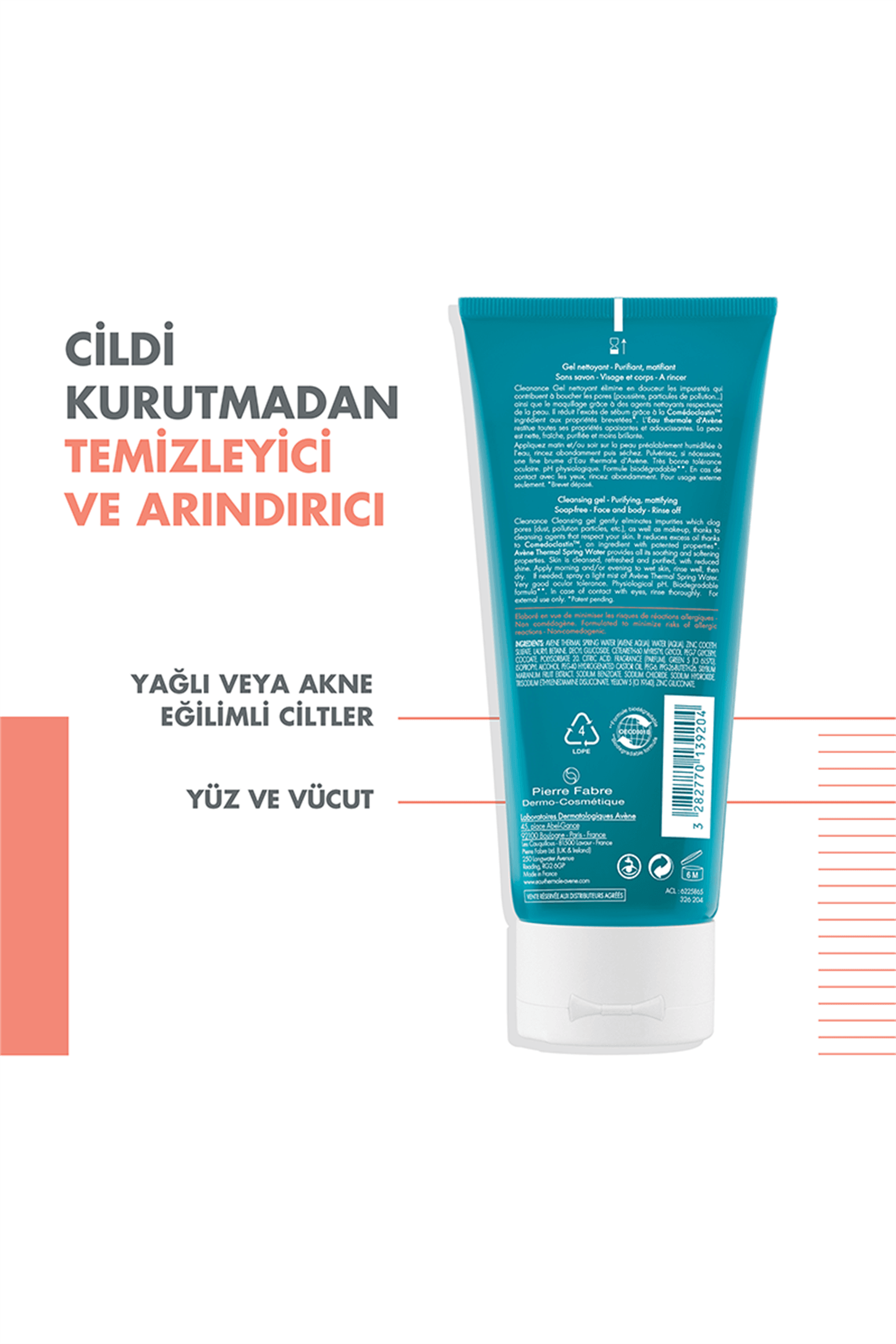 Avene Cleanance Karma ve Yağlı Ciltler İçin Temizleme Jeli 200 ml