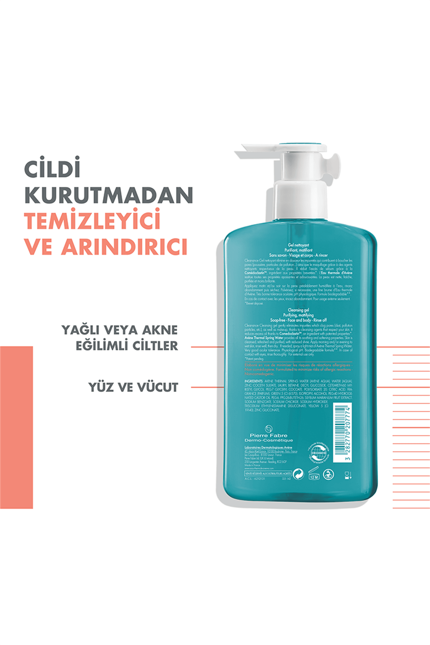 Avene Cleanance Yüz ve Vücut Temizleme Jeli 400 ml