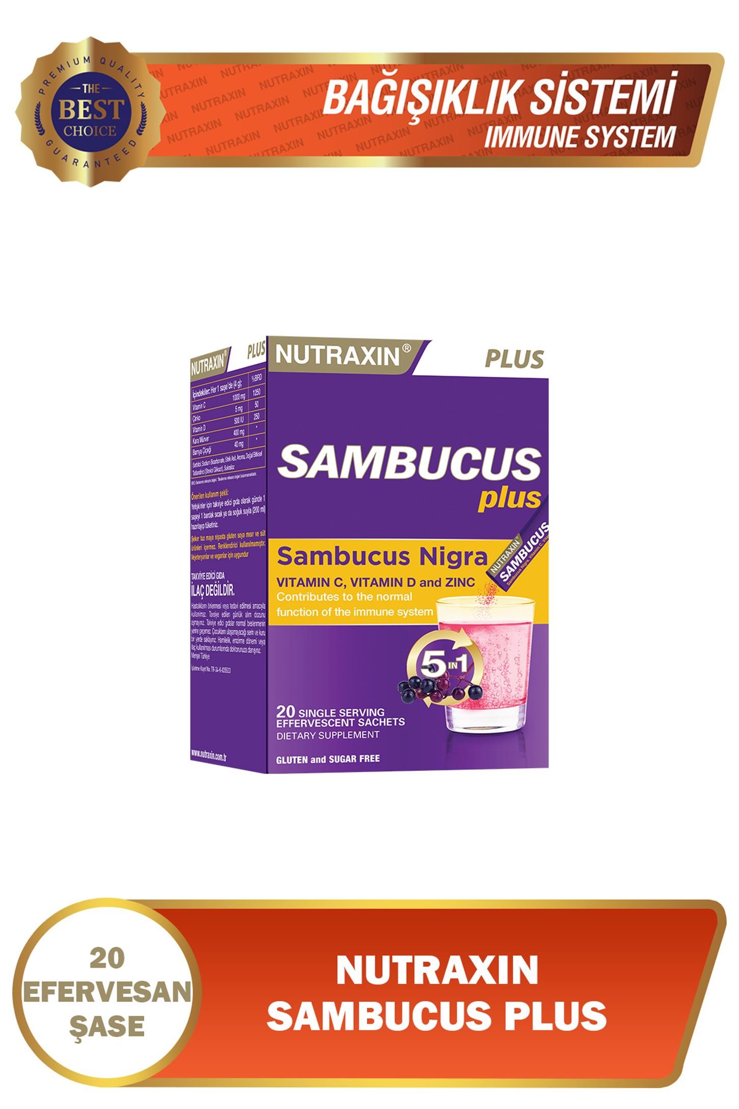 Nutraxin Sambucus Plus 20 Effervesan Saşe