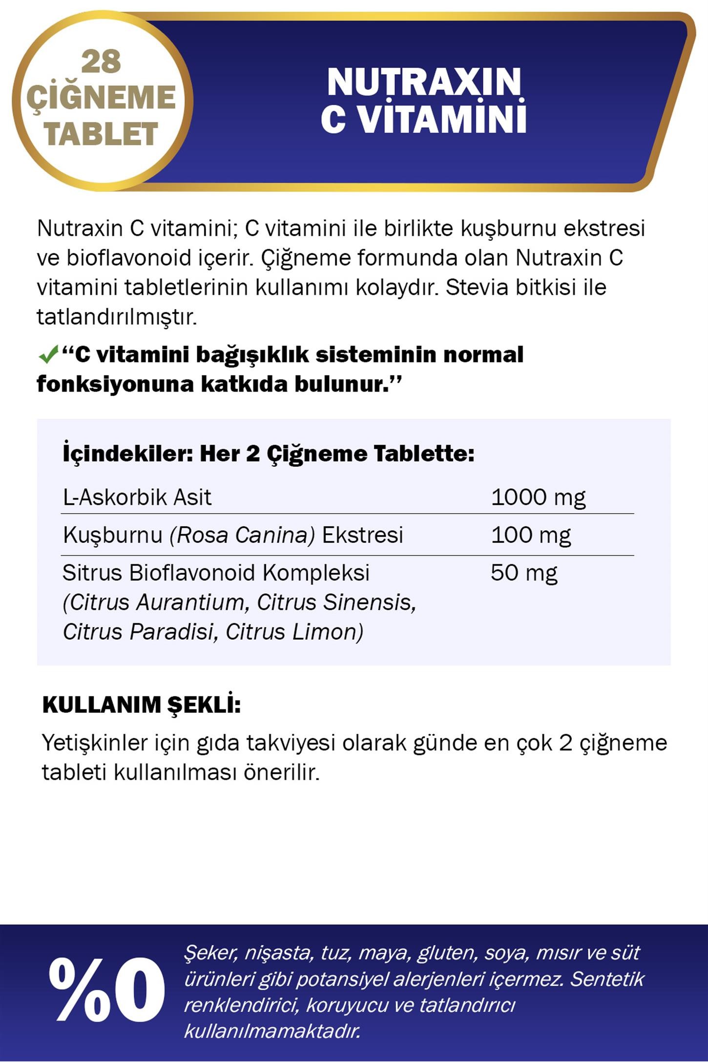 Nutraxin Vitamin C 28 Çiğneme Tableti