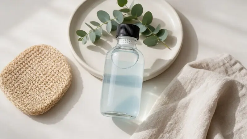 AHA serum şişesi ve cam damlalık — glikolik asit ve cilt bağlamı