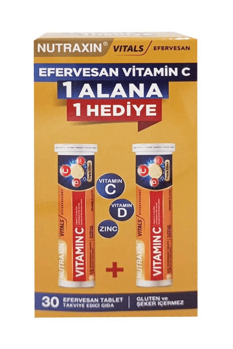 Nutraxin Vitamin C-D-Zinc 15 Efervesan Tablet 1 Alana 1 Bedava