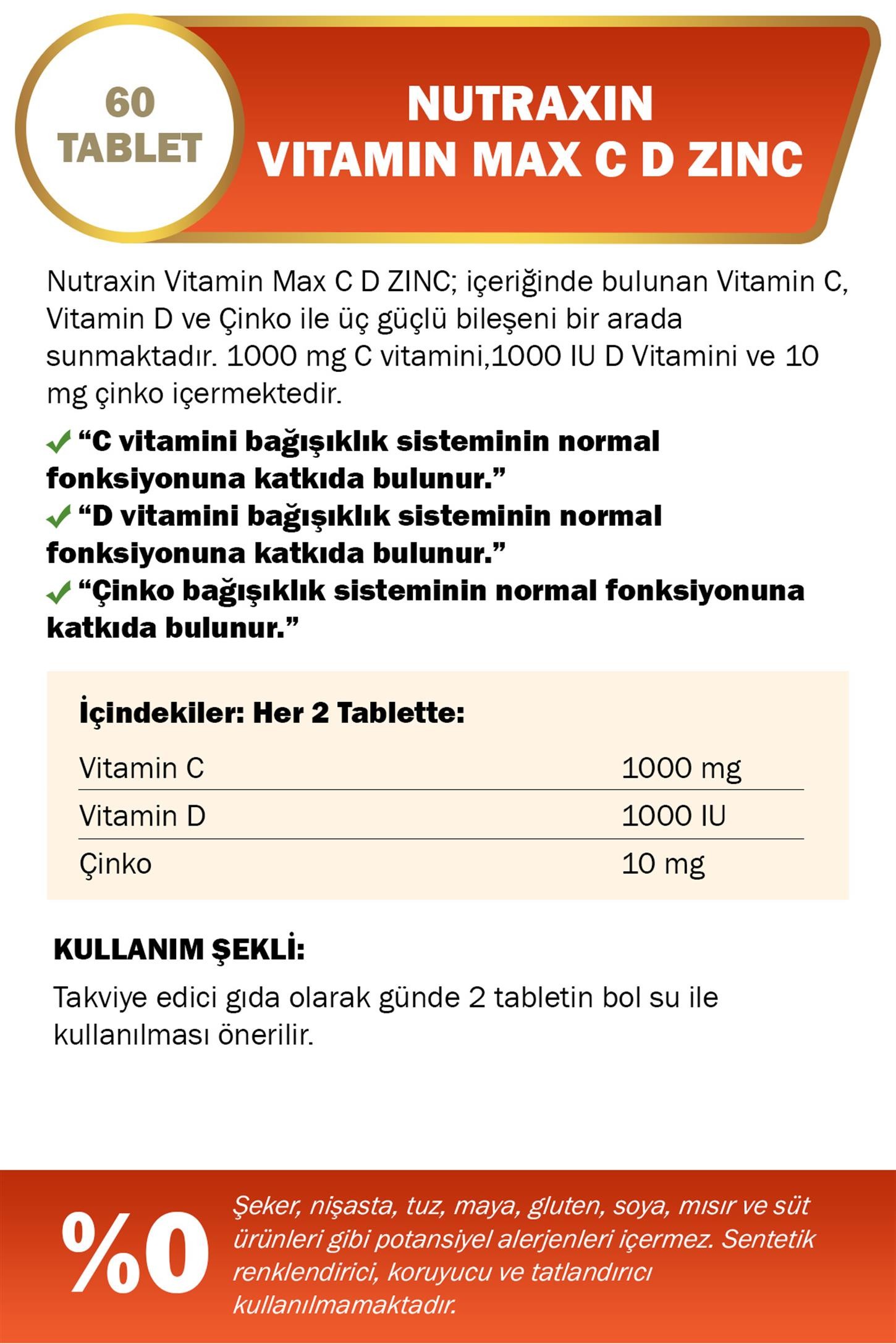 Nutraxin Vitamin Max C-D-Zinc 60 Tablet